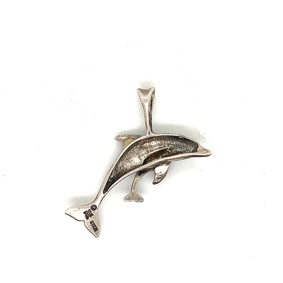 Vintage Sterling Silver Dolphin Pendant - image 3