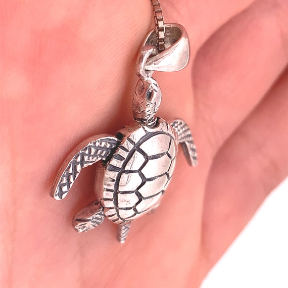 Sterling Silver Turtle Pendant - image 2