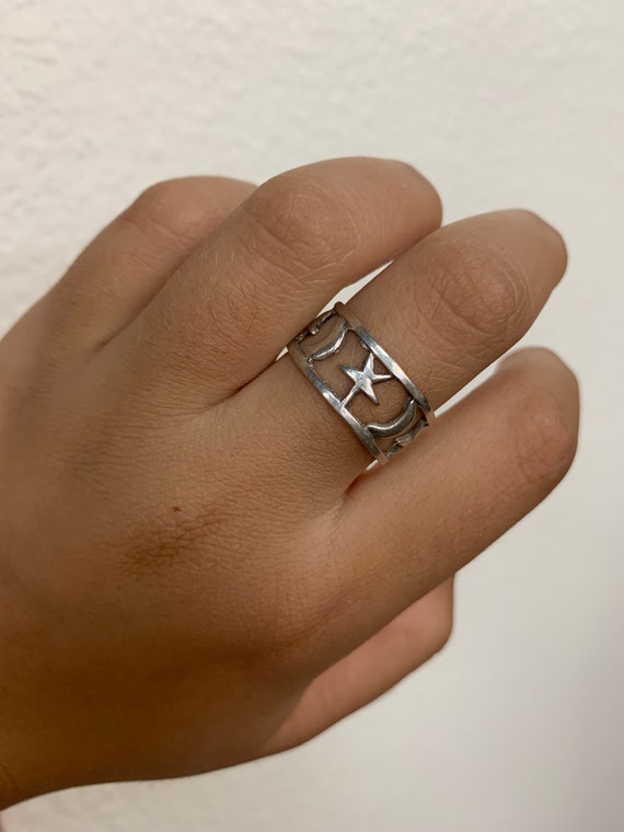 Sterling Silver Moon & Star Ring