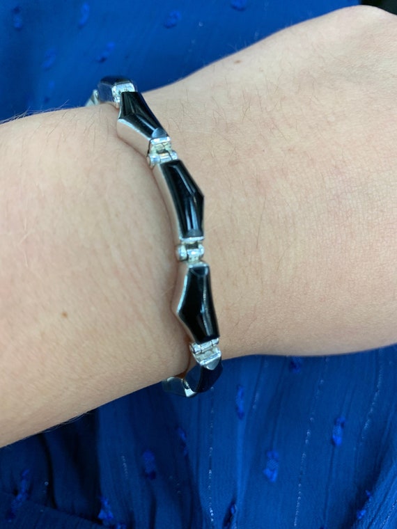 Mexico solid Sterling Silver Black Onyx 925 Bracel