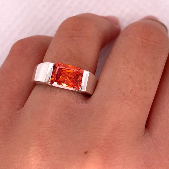 925 Sterling Silver Synthetic Citrine Ring - image 2