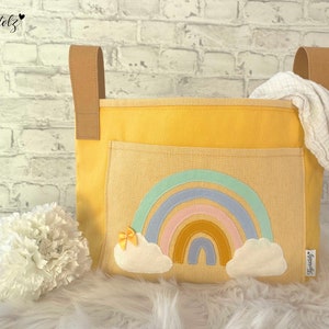 Windelutensilo Utensilo Stoffkorb Windelkörbchen Regenbogen Mädchen gelb