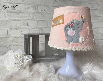 Tischlampe - Nachttischlampe - Kinderlampe - Kinderzimmer Dekoration - Lampenschirm - Boho-Elefant - rosa