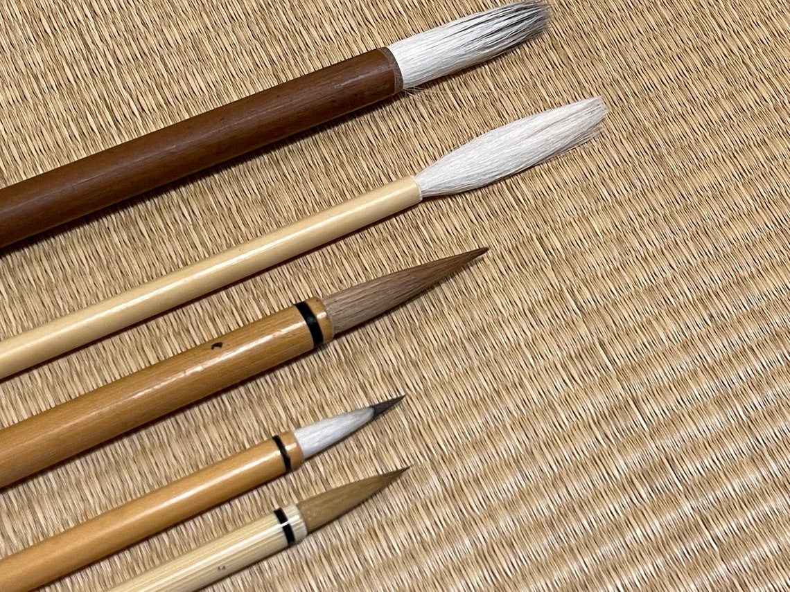 Japanese Artist 5 Brush Set Vintage Unused Shodo Etsy