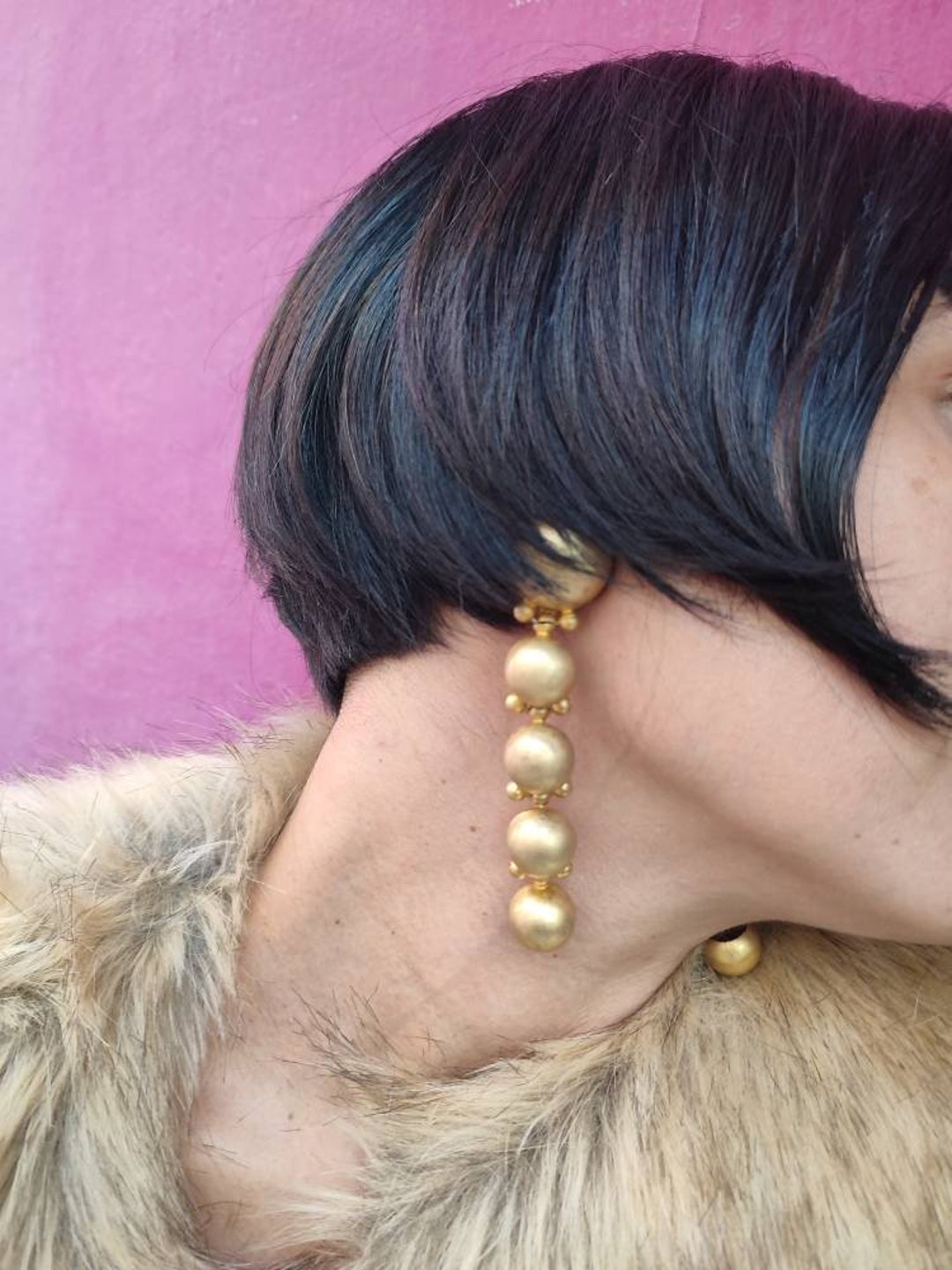 Vintage Gold Tone Drop Earrings Clip on Drop Dropped Earrings Deadstock