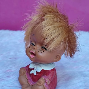 Vintage Moody cutie doll Retro fashion doll Vinyl doll made in Japan Kawaii Rubber Doll Hula Hawaiian style doll Kitsch doll decor Tiki doll