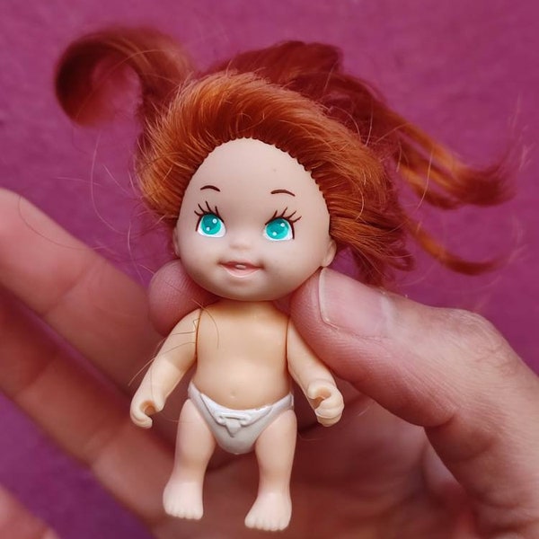 Vtg Tyco quints Baby doll Tyco diaper doll Long ginger hair mini doll Vintage brand Tyco 1990s Retro collectible miniature girl doll Redhead