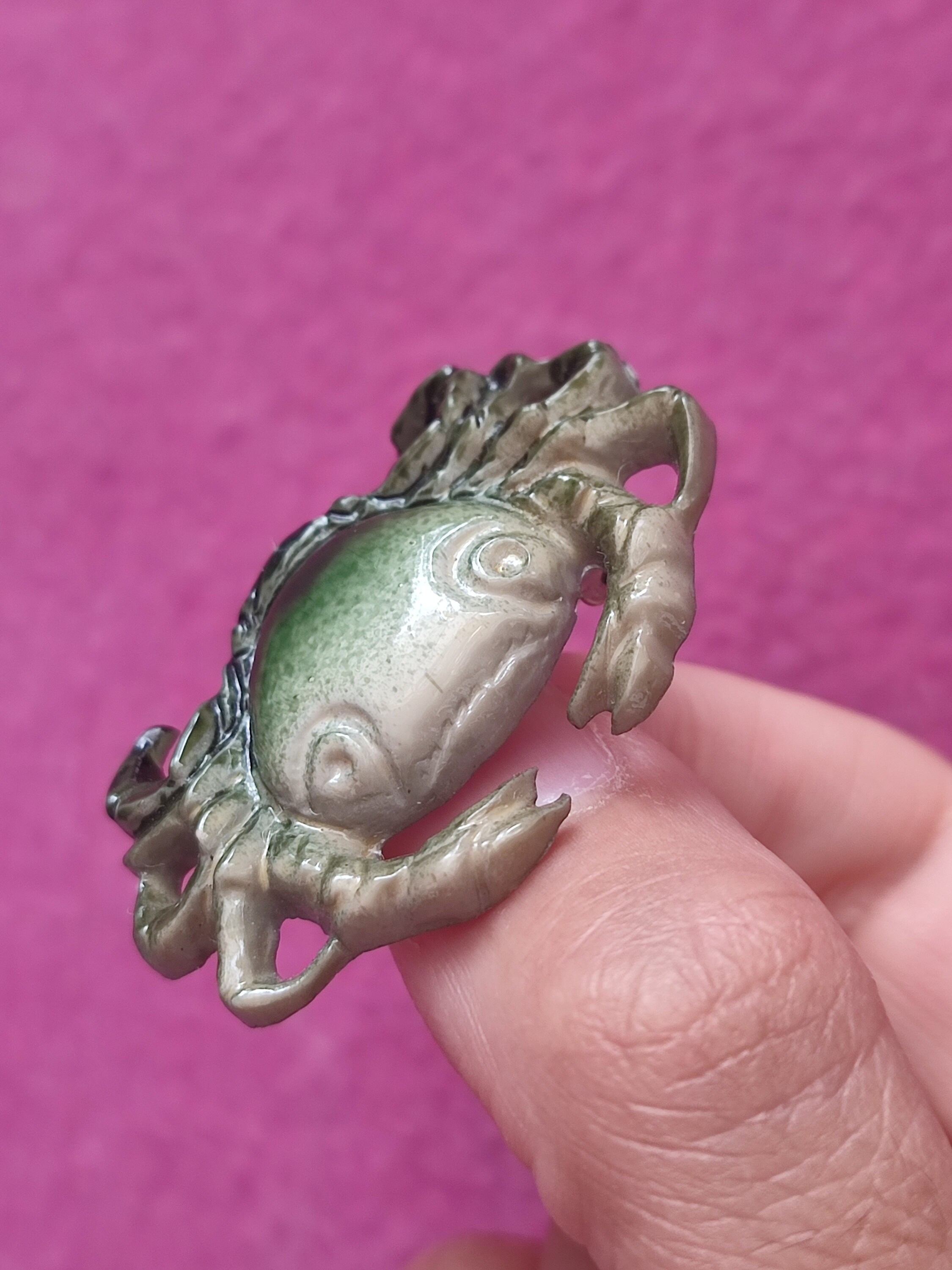 Bijoux Fantaisie - Broche Vintage Crabe Avec Strass - Brooch