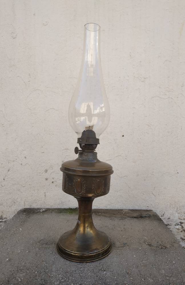 Antique Copper Oil Lamp Greek Oil Lamp Pitsos Greek Company Etsy