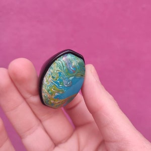 vintage Map ring Chunky coloré en plastique bague Abstract Atlas ring Taille US 7 Déclaration funky bague Blue esthétique bague Bijoux Y2K pour femmes image 8