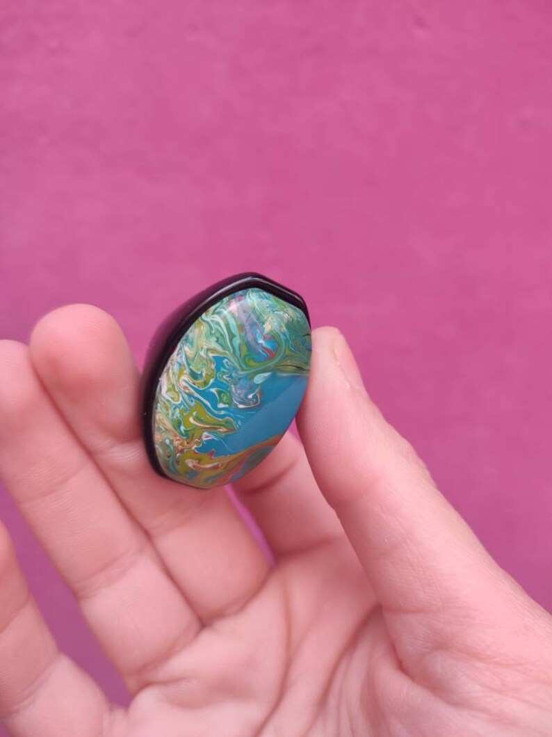 vintage Map ring Chunky coloré en plastique bague Abstract Atlas ring Taille US 7 Déclaration funky bague Blue esthétique bague Bijoux Y2K pour femmes image 8