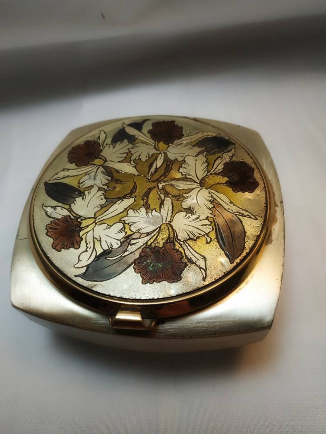 Antique Music Powder Box Vintage Compact Box Face Powder Case Etsy