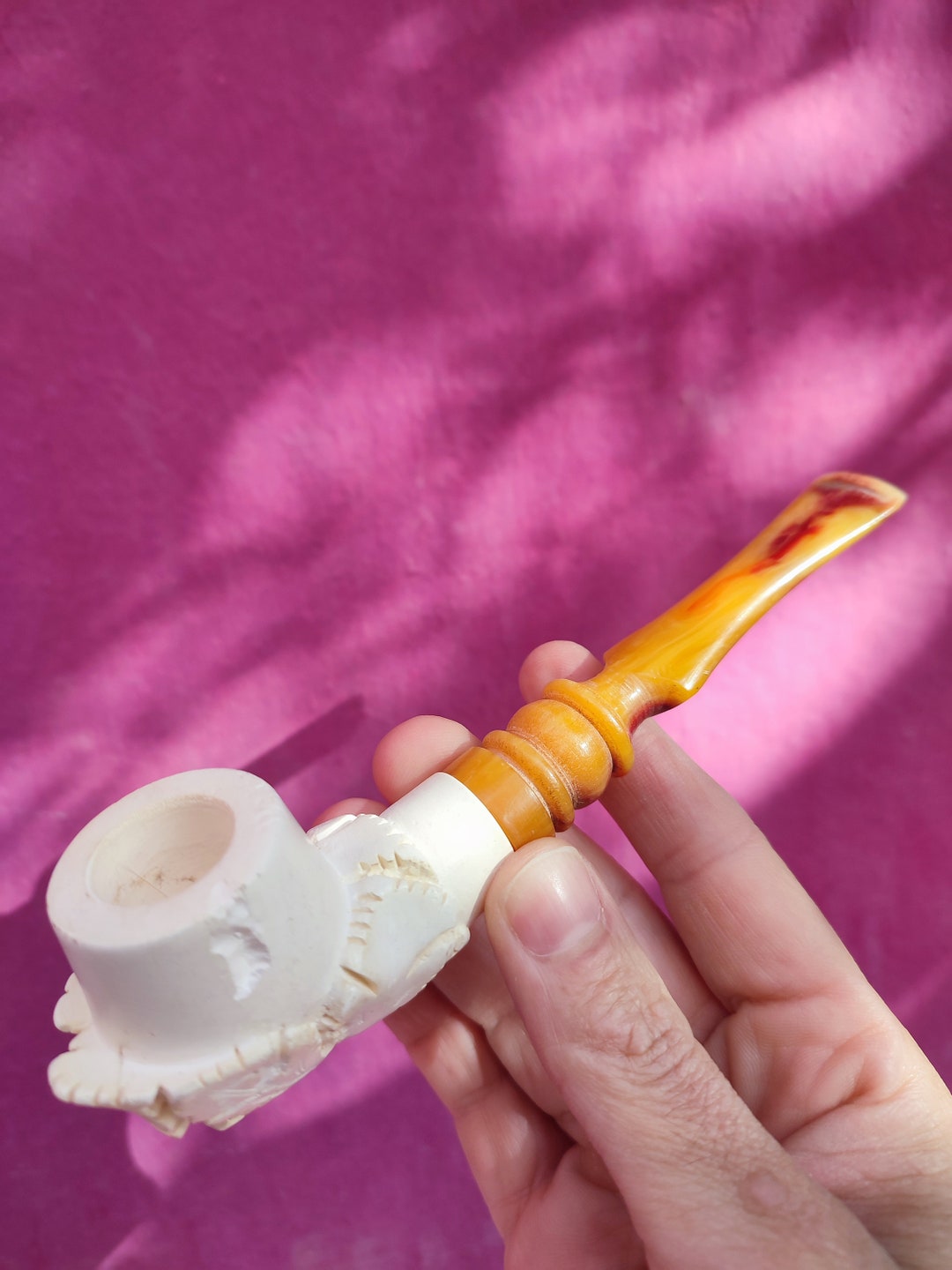 Rustic Tobacco Smoking Pipe Meerschaum Pipe Nest of Leaves Etsy