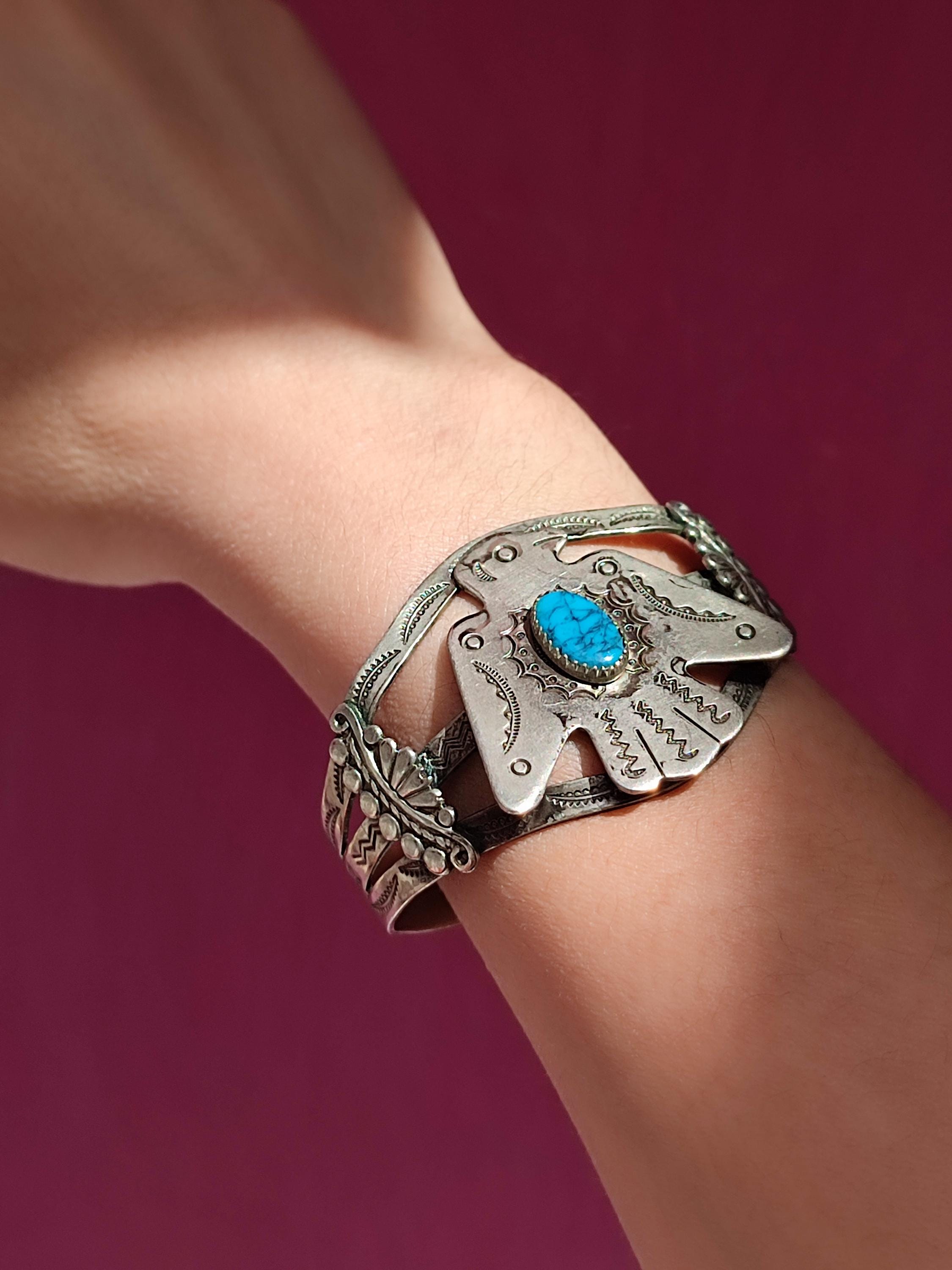 W. Tahe Navajo Sterling Silver Unisex/Mens/Womens Bangle