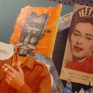 Arte originale collage di carta su cartone morbido Immagini vintage di libera associazione Arte murale estetica retrò Collage di tecniche miste senza cornice Colorato