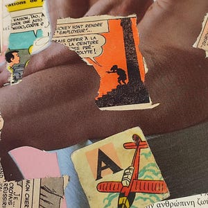 Collage di carta originale AU FAR-WEST Arte murale estetica retrò Collage di tecniche miste senza cornice Idea regalo per gli amanti dell'arte Collage astratto