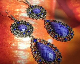 Boucles d’oreilles bleu royal goutte d’oreilles vintage Boucles d’oreilles élégantes pour oreilles percées Cadeau pour ses boucles d’oreilles pour femmes Haute joaillerie