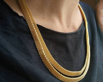 Vintage double strand chain Snake chain Chain necklace Adjustable chain