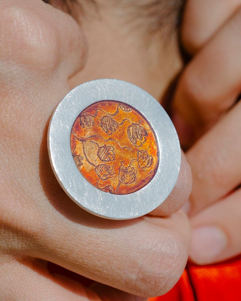 Stunning boho enamel ring. image 2