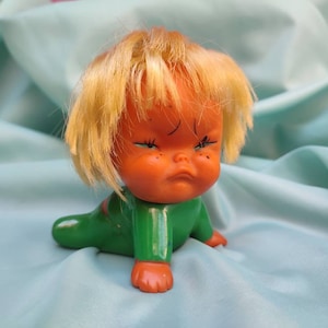 Vintage Moody cutie little boy doll Vinyl doll Retro fashion Collectible toys Emotion doll Cutie silly face doll Sassy dolls Kitsch doll vtg