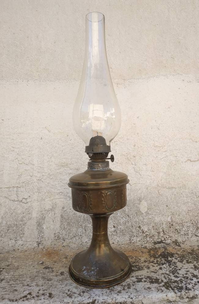 Antique Copper Oil Lamp Greek Oil Lamp Pitsos Greek Company Etsy