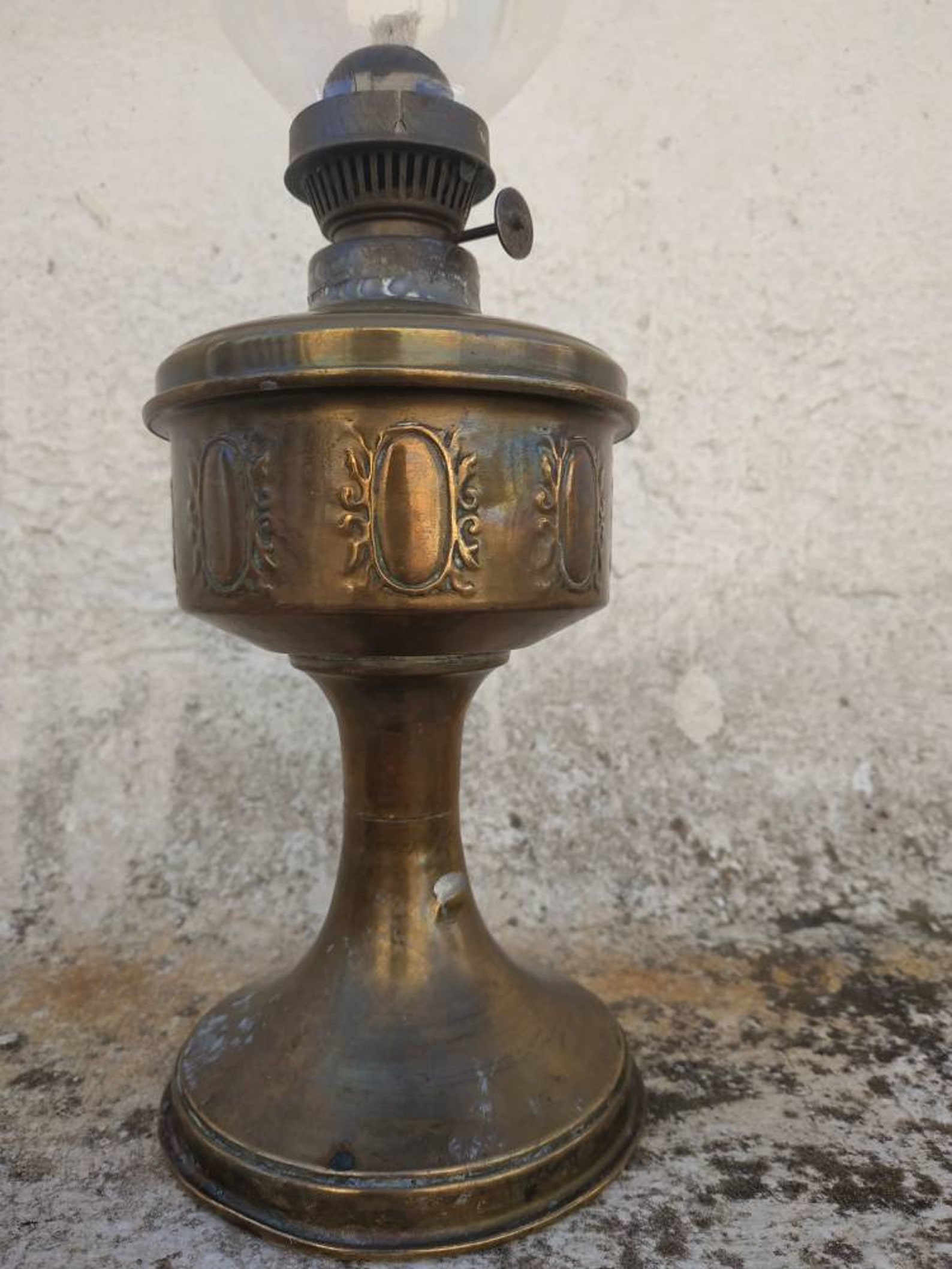 Antique Copper Oil Lamp Greek Oil Lamp Pitsos Greek Company Etsy