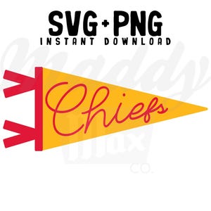 May include: A yellow pennant with red trim and the word "Chiefs" written in red cursive.