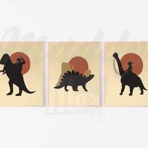Old West Dino Digital Prints | PNG | Wall Art | Cowboy | Dinosaur | Dinosaurs | Country | Western | Minimalist
