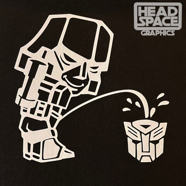 Transformers Decepticon Megatron Inspired Calvin Peeing Pissing Vinyl Decal