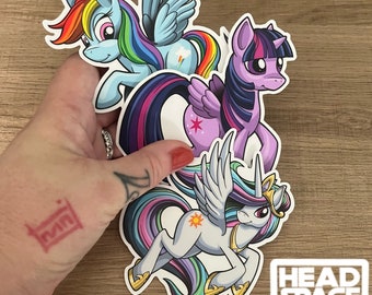 My Little Pony Rainbow Dash Princess Celestia and Twilight Sparkle Sticker 3 Pack