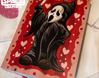 Digital Download Scream Ghostface Inspired Vintage Style Valentines Day Card