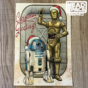 Star Wars R2D2 and C-3PO Christmas Greeting Card