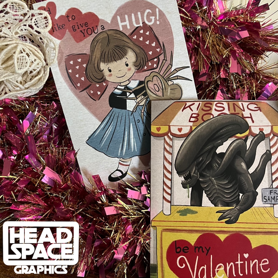 Alien Xenomorph Inspired Vintage Style Valentines Day Card 2 Pack - Etsy