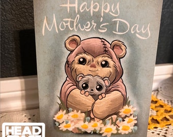 Star Wars Ewok Inspired Vintage Style Mothers Day Card