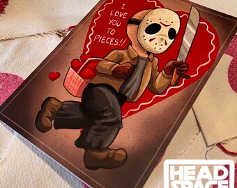 Digital Download Friday the 13th Jason Vorhees Inspired Vintage Style Valentines Day Card