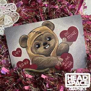Star Wars Ewok inspiriert Vintage Valentinstag Grußkarte digitaler Download