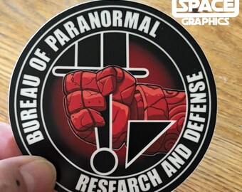 Hellboy Bureau of Paranormal Research Hand of Doom Inspired Vinyl Sticker
