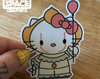 Hello Kitty Inspired Pennywise The Clown From IT Vinyl Sticker