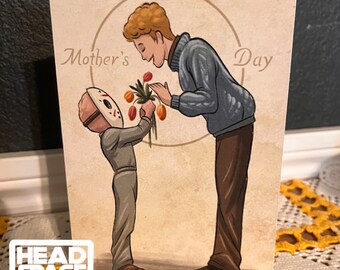 Friday The 13th Jason Voorhees Inspired Vintage Style Mothers Day Card