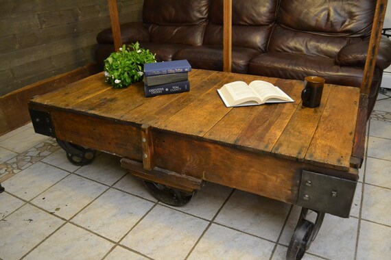 Large Industrial Railway Cart Table - Railway Cart Coffee Tables Large Industrial Railway Cart Table - Railway Cart Coffee Tables