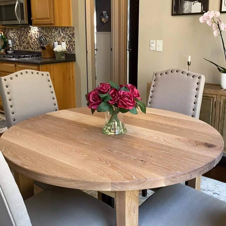 White Oak Round Table/dining Table/round Table - Etsy
