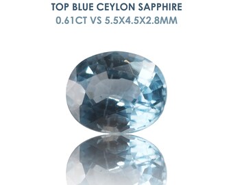 Top Blue Ceylan Sapphire 0.61ct VS 5.5x4.5x2.8mm Pierre précieuse en vrac