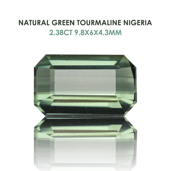 Natural Green tourmaline Nigeria Baguette Rectangle 2.38ct 9.8x6x4.3mm Cut Faceted Loose Gemstone