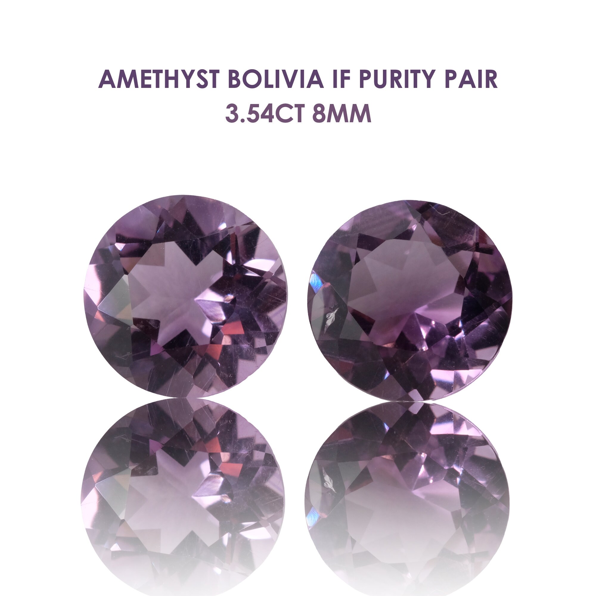Natürlicher Amethyst Bolivien IF Reinheit Edelstein 3,54 ct 8 mm