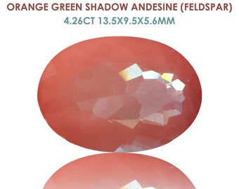 Ultra rare Andesine Labradorite Orange With Green Shadow 4.26ct 13.5x9.5x5.6mm Faceted loose Gemstone