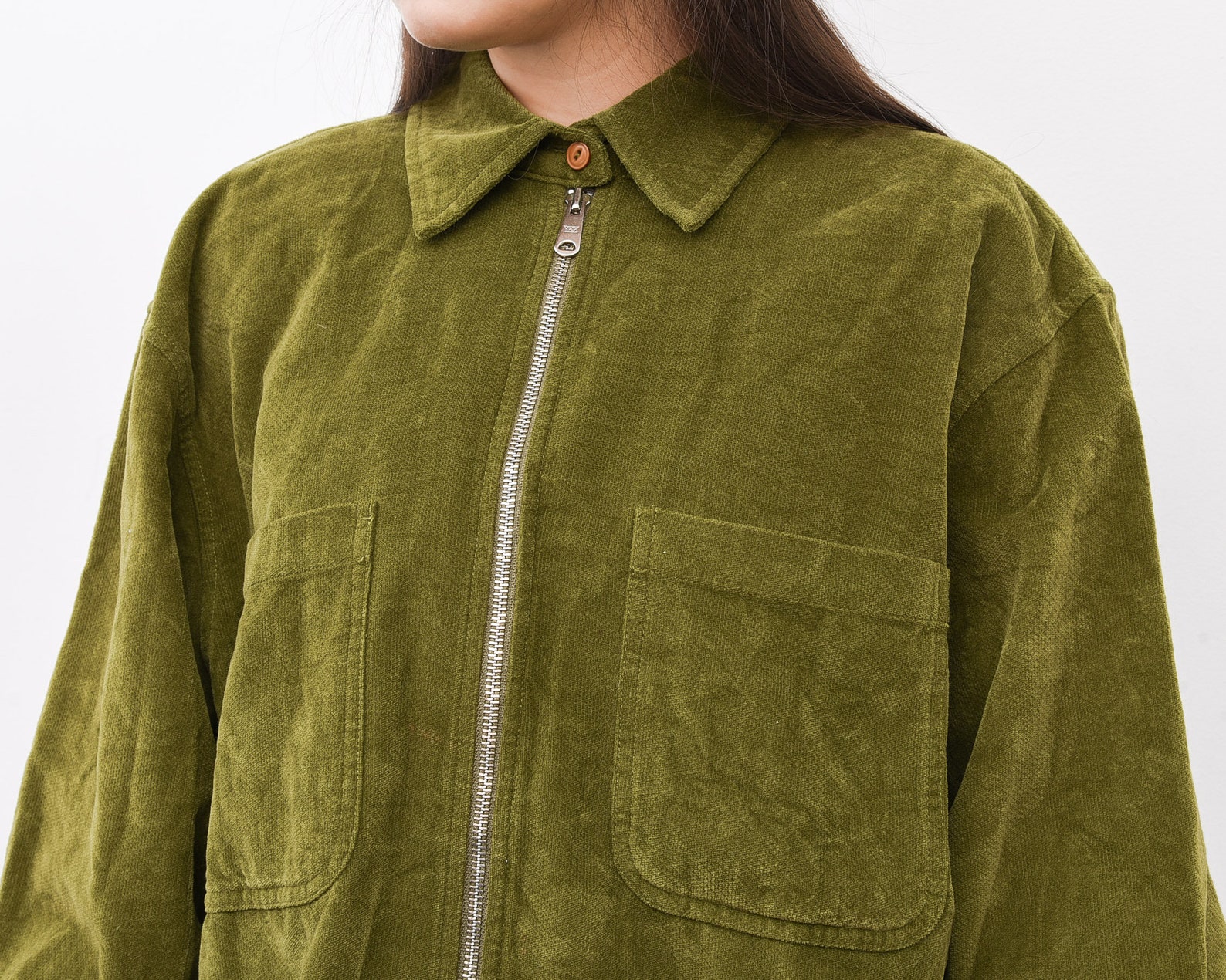 Vintage Women's XL Oversized Velvet Soft Moss Green Shirt | Etsy