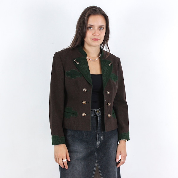 Vintage 1970's LODENFREY made in Austria Womens S Wolle Blazer, Jacke Mantel Knochen Knöpfe Braun Anzug Jäger Janker Österreichisches Oktoberfest 70s 3o