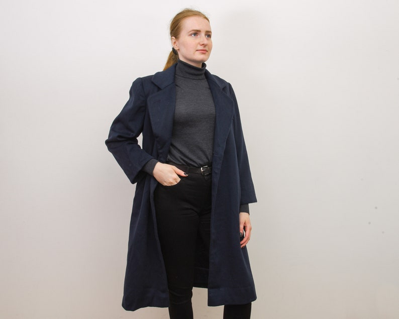 Vintage J.G.HOOK Women's L Petite Wool Coat Overcoat Navy Etsy