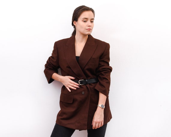 Vintage mujer XL marron doble botonadura traje deportivo chaqueta abotonada chaqueta abrigo calido Tweed invierno otono trabajo Oficina Formal 2v Etsy Mexico