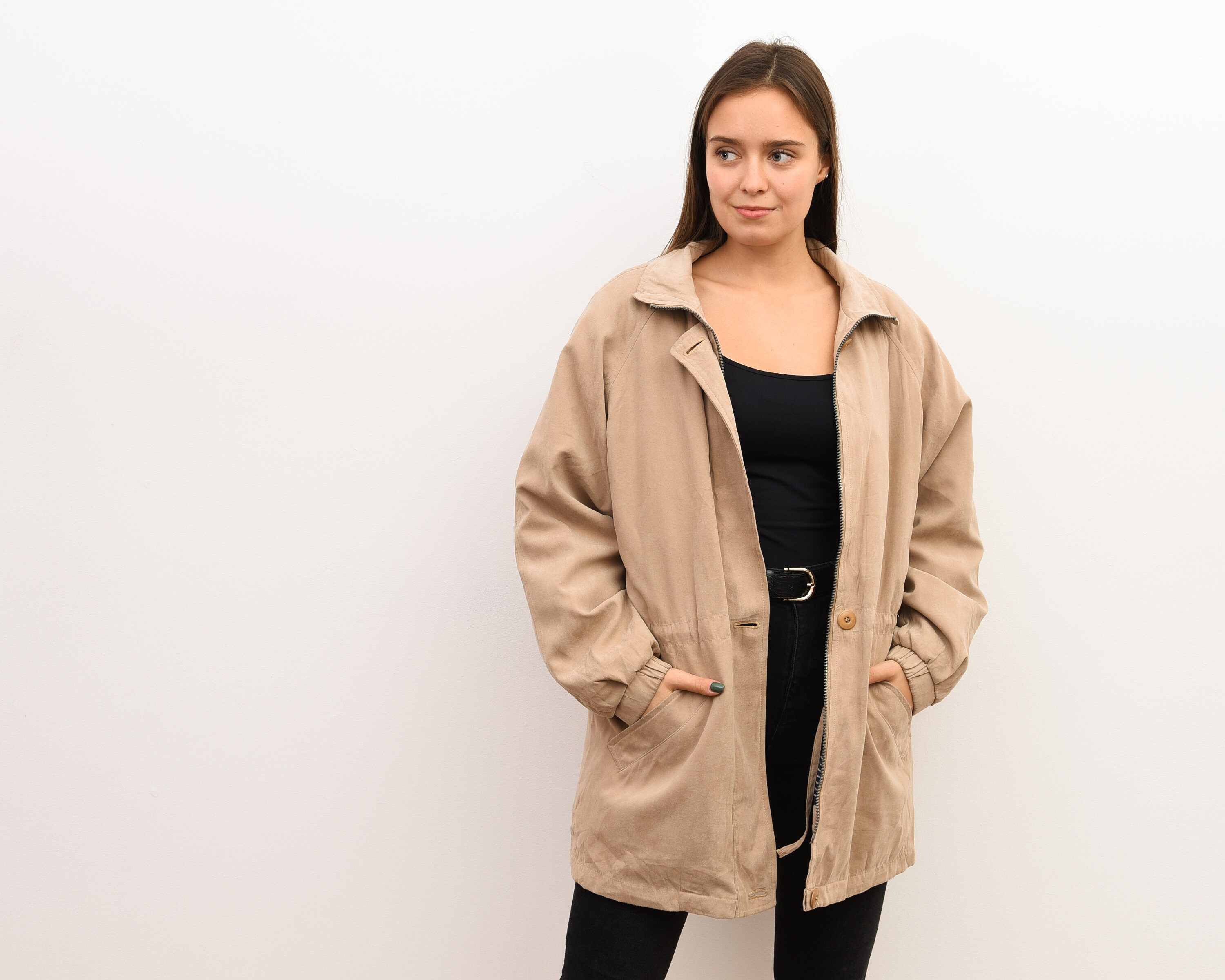 Beige Jacket Coat Removable 